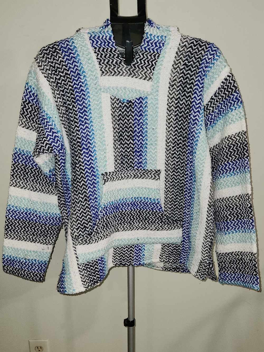 Baja Joe Striped Black & Blue Knit Sweater - Medium